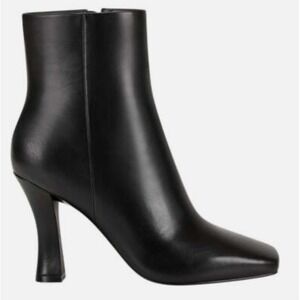 Marc Fisher Ltd Cello Black Leather Bootie 3.5" Heel Zip Square Toe Size 6.5 NEW